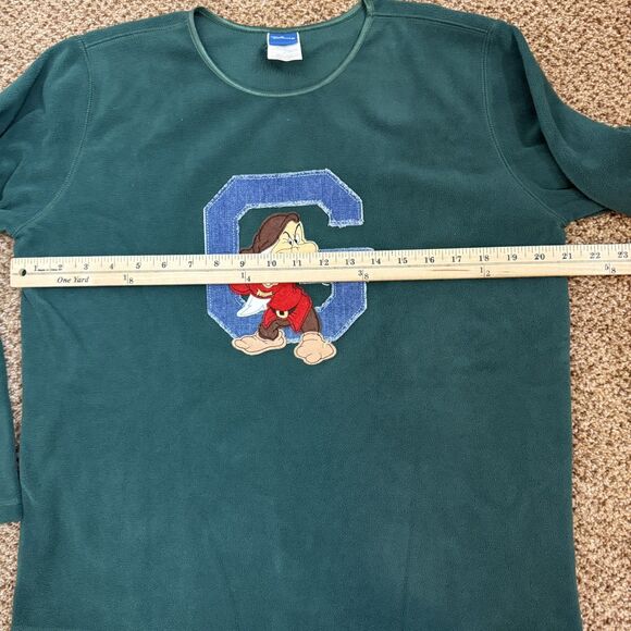 Vintage Y2K Disney Grumpy Patchwork Green Fleece Long Sleeve Shirt Women's M - Picture 5 of 8